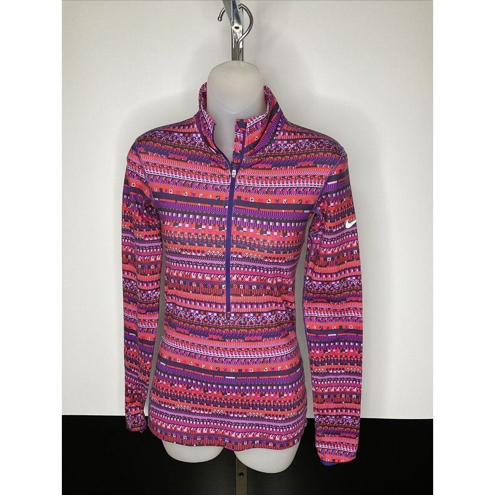 xs Nike Pro Running Top Womens Red Purple Black Abstract Long Sleeved